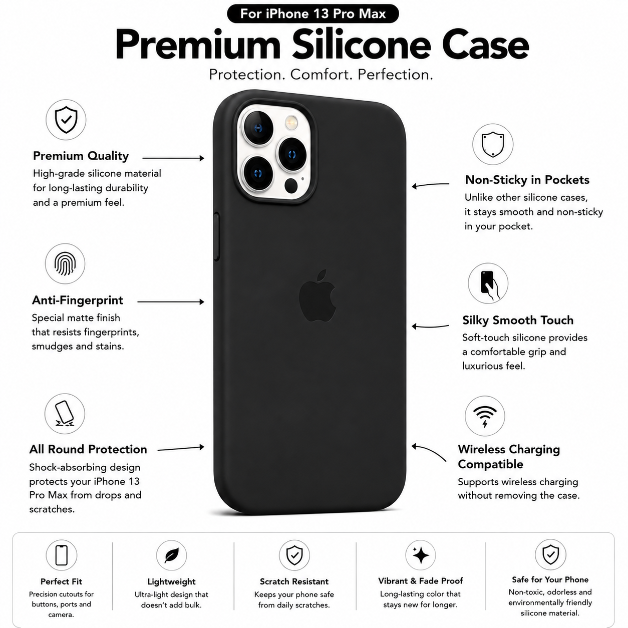 Anti-Fingerprint Premium Silicone Case for iPhone 13 Pro Max