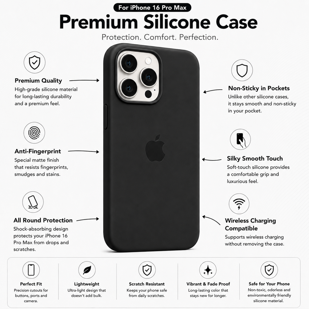 Olive Green Anti-Fingerprint Premium Silicone Case for iPhone 16 Pro Max
