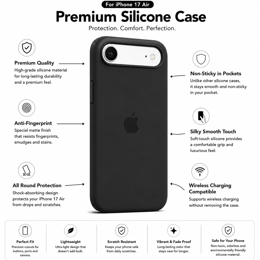 Anti-Fingerprint Premium Silicone Case for iPhone 17 Air