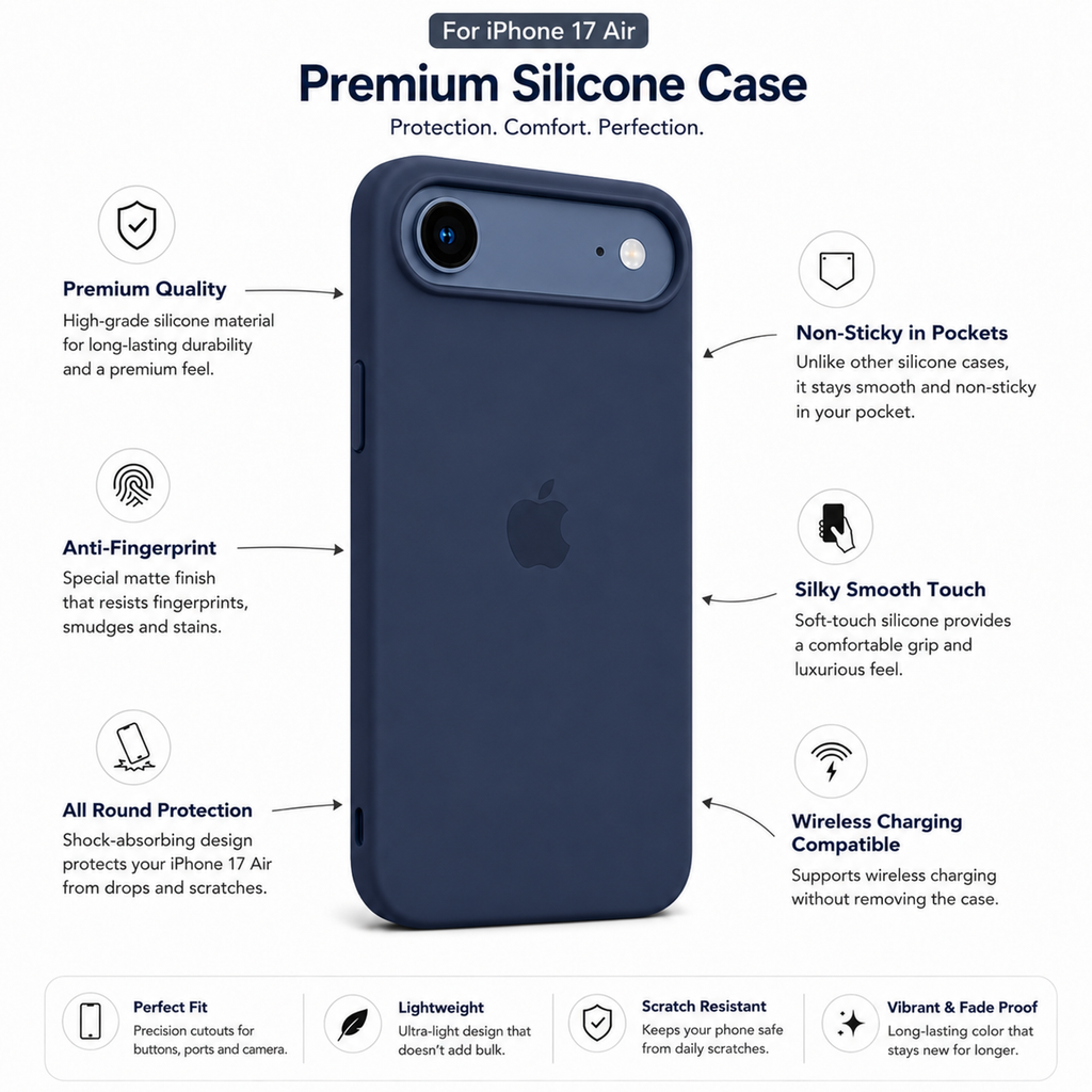 Anti-Fingerprint Premium Silicone Case for iPhone 17 Air