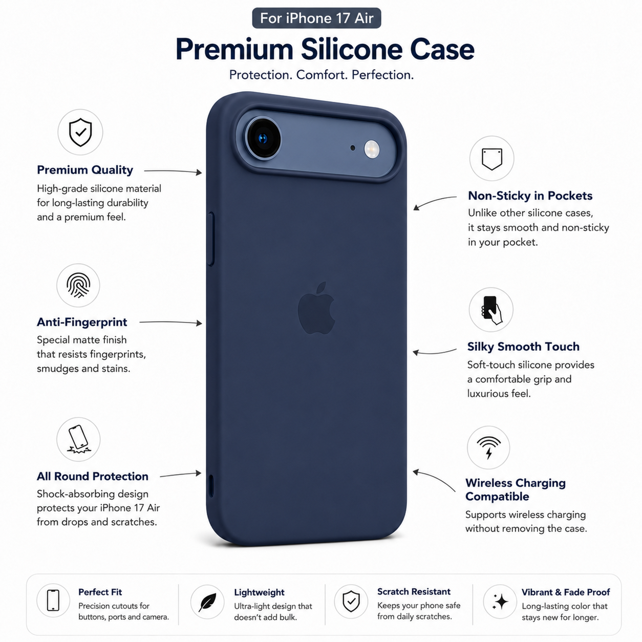 Anti-Fingerprint Premium Silicone Case for iPhone 17 Air