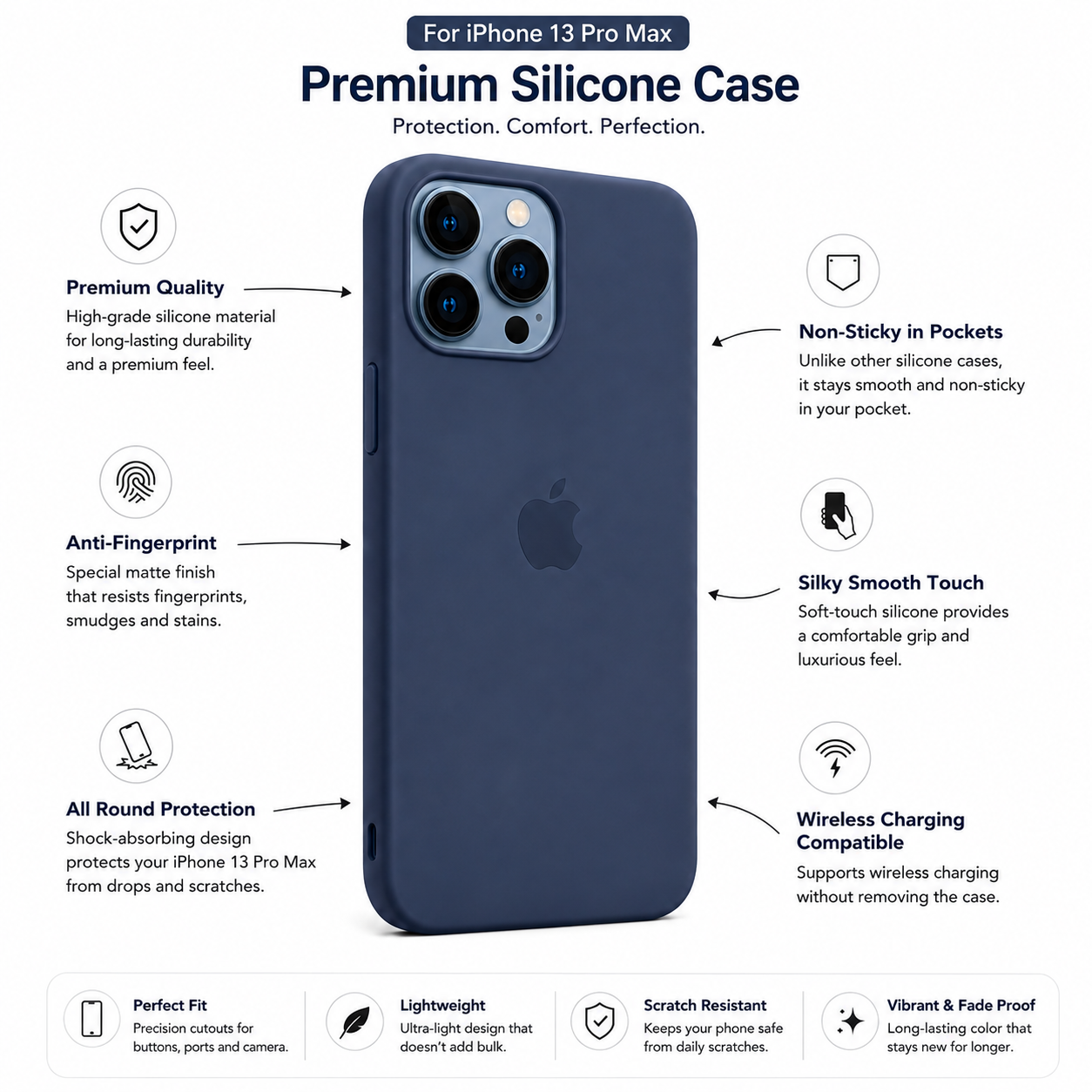 Anti-Fingerprint Premium Silicone Case for iPhone 13 Pro Max