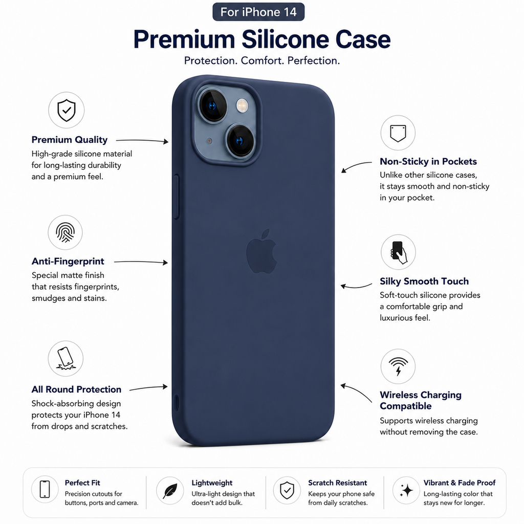 Anti-Fingerprint Premium Silicone Case for iPhone 14