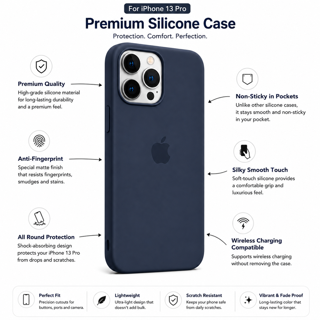 Anti-Fingerprint Premium Silicone Case for iPhone 13 Pro