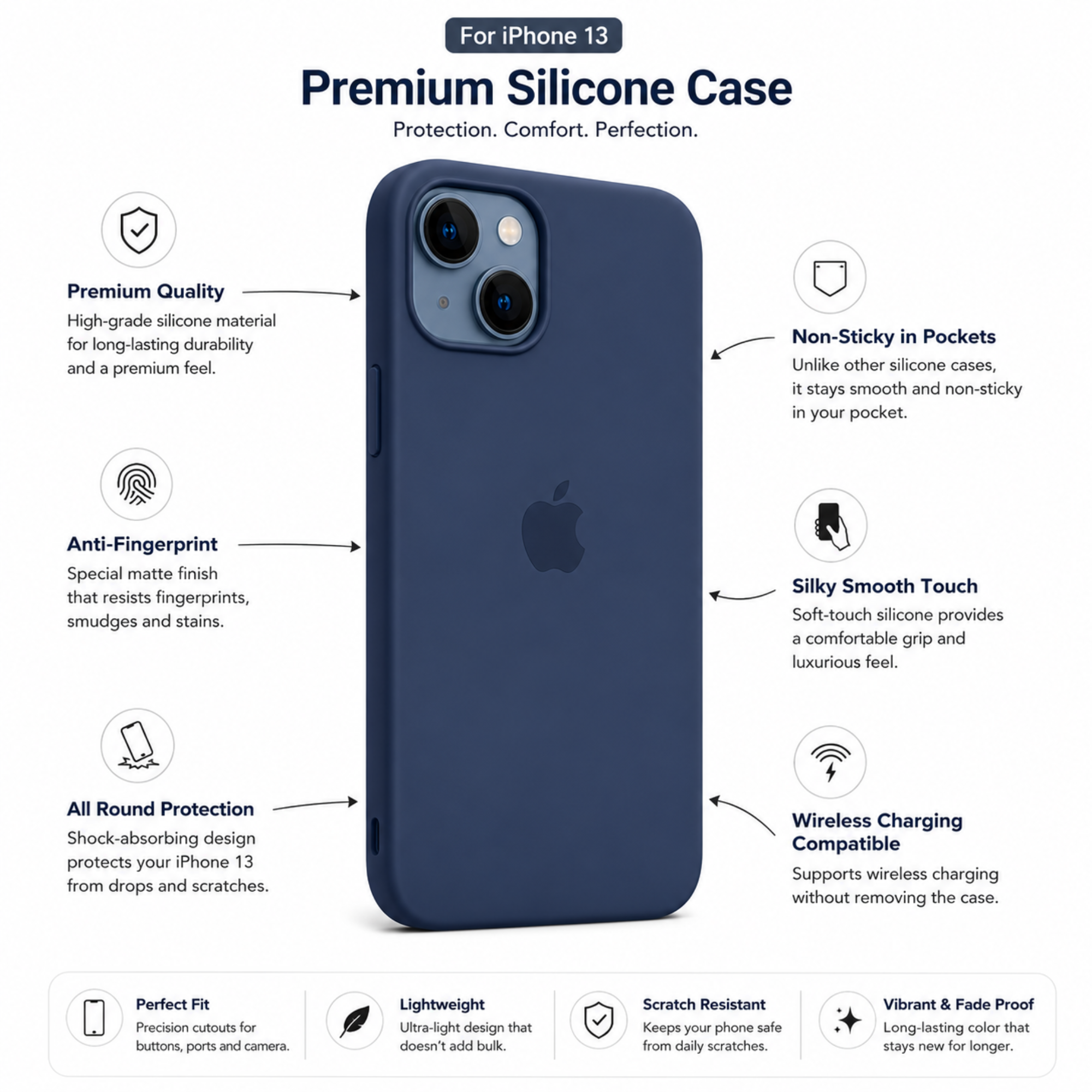 Anti-Fingerprint Premium Silicone Case for iPhone 13