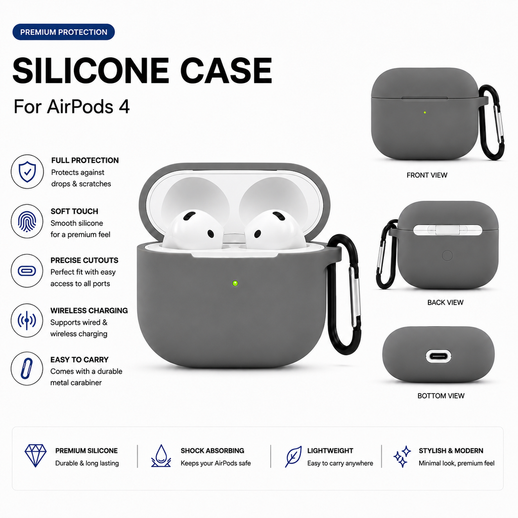 Soft Silicone Protective Case for AirPods 4