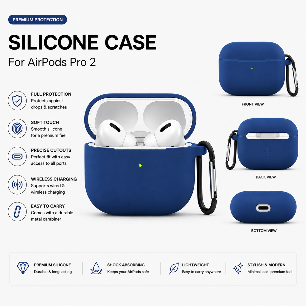 Soft Silicone Protective Case for AirPods Pro 2