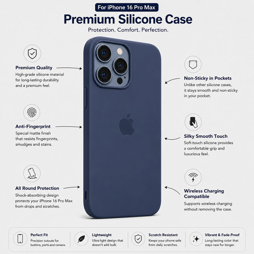 Olive Green Anti-Fingerprint Premium Silicone Case for iPhone 16 Pro Max