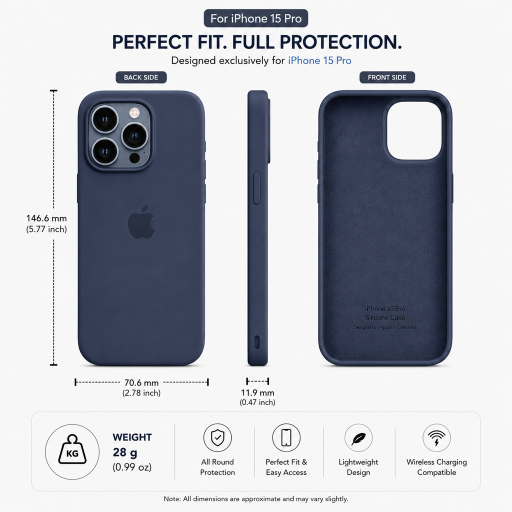 Anti-Fingerprint Premium Silicone Case for iPhone 15 Pro