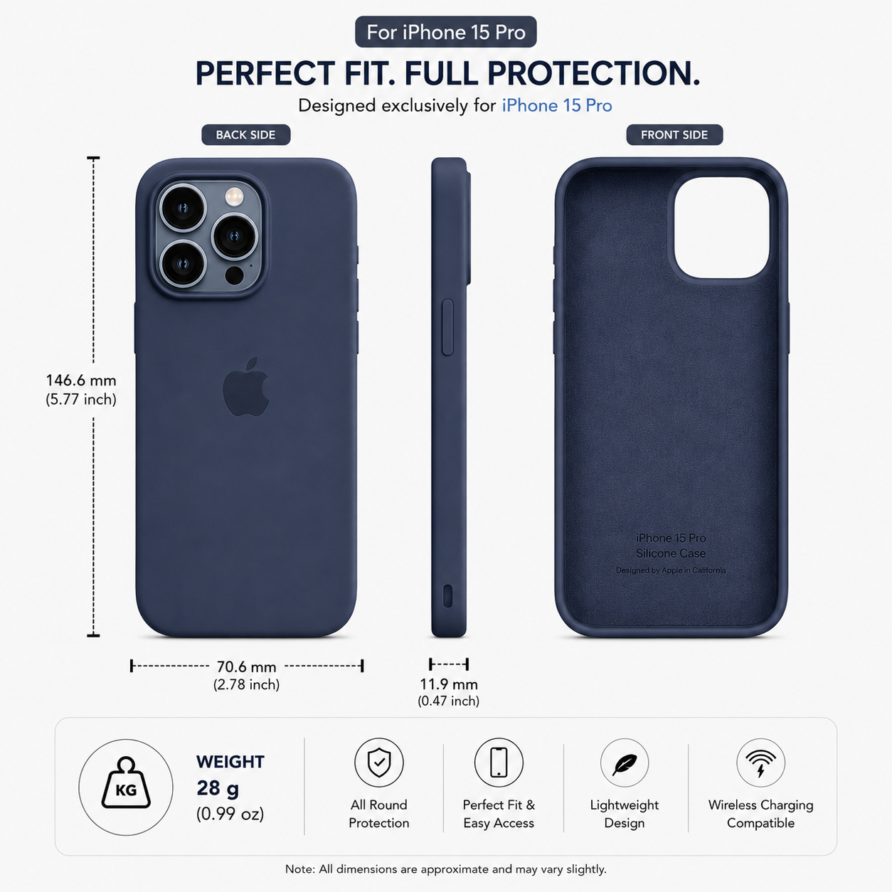 Anti-Fingerprint Premium Silicone Case for iPhone 15 Pro