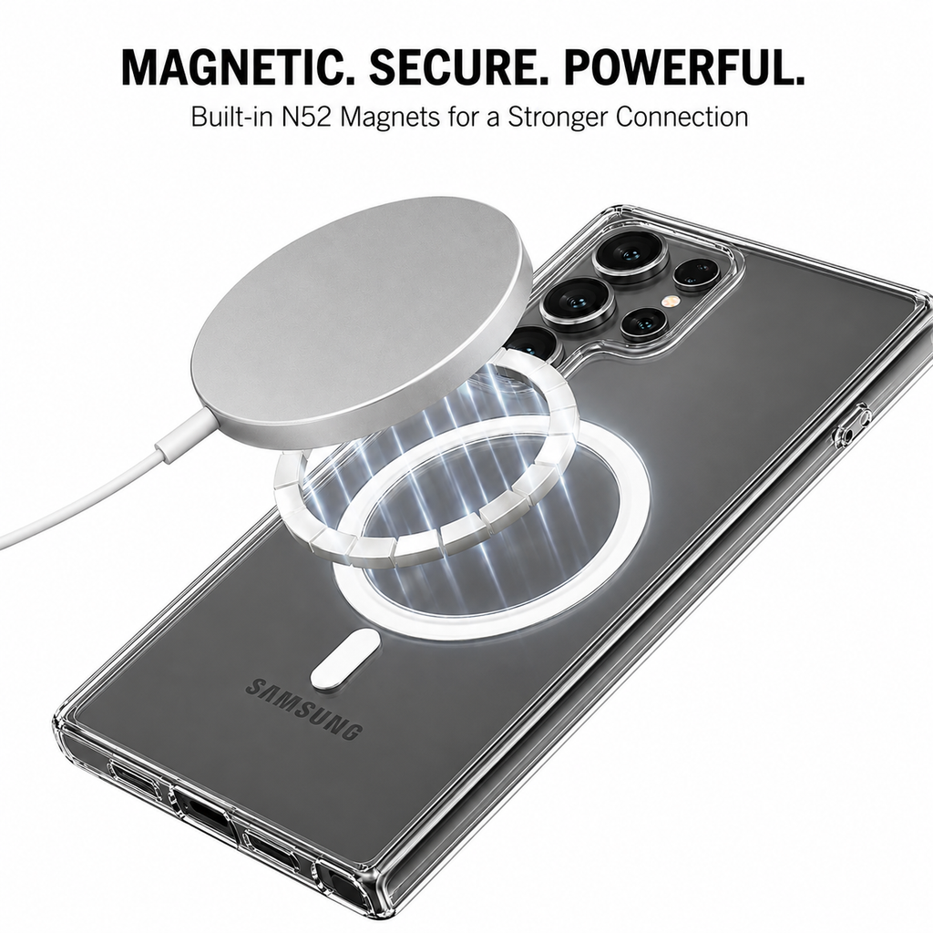 Anti Yellow Clear Case with N52 MagSafe for Samsung S25 Ultra