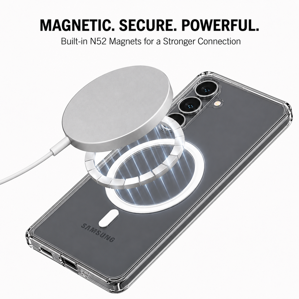 Anti Yellow Clear Case with N52 MagSafe for Samsung S24 Plus
