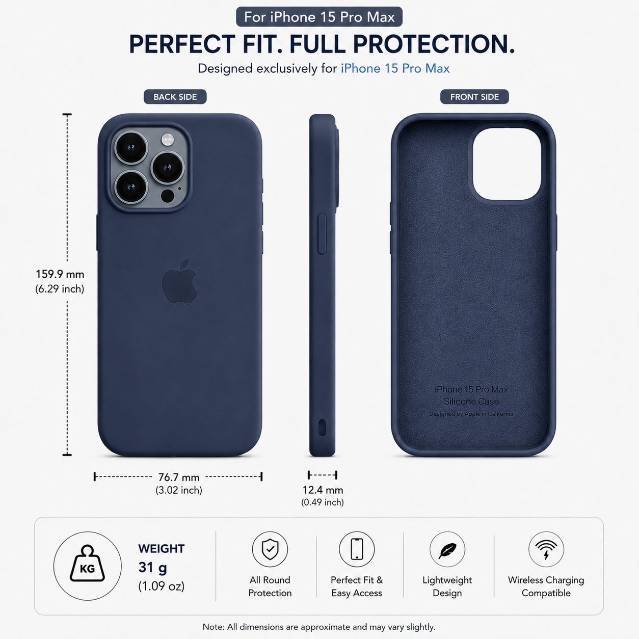Anti-Fingerprint Premium Silicone Case for iPhone 15 Pro Max