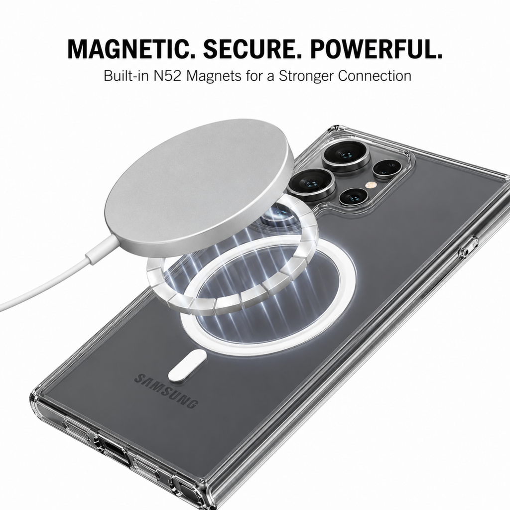 Anti Yellow Clear Case with N52 MagSafe for Samsung S24 Ultra