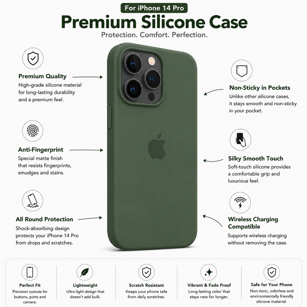 Anti-Fingerprint Premium Silicone Case for iPhone 14 Pro