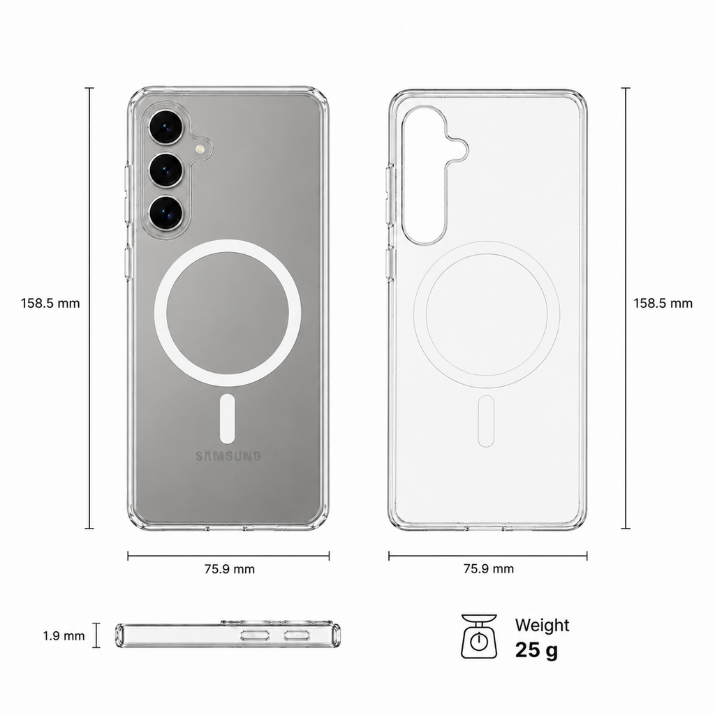 Anti Yellow Clear Case with N52 MagSafe for Samsung S24 Plus