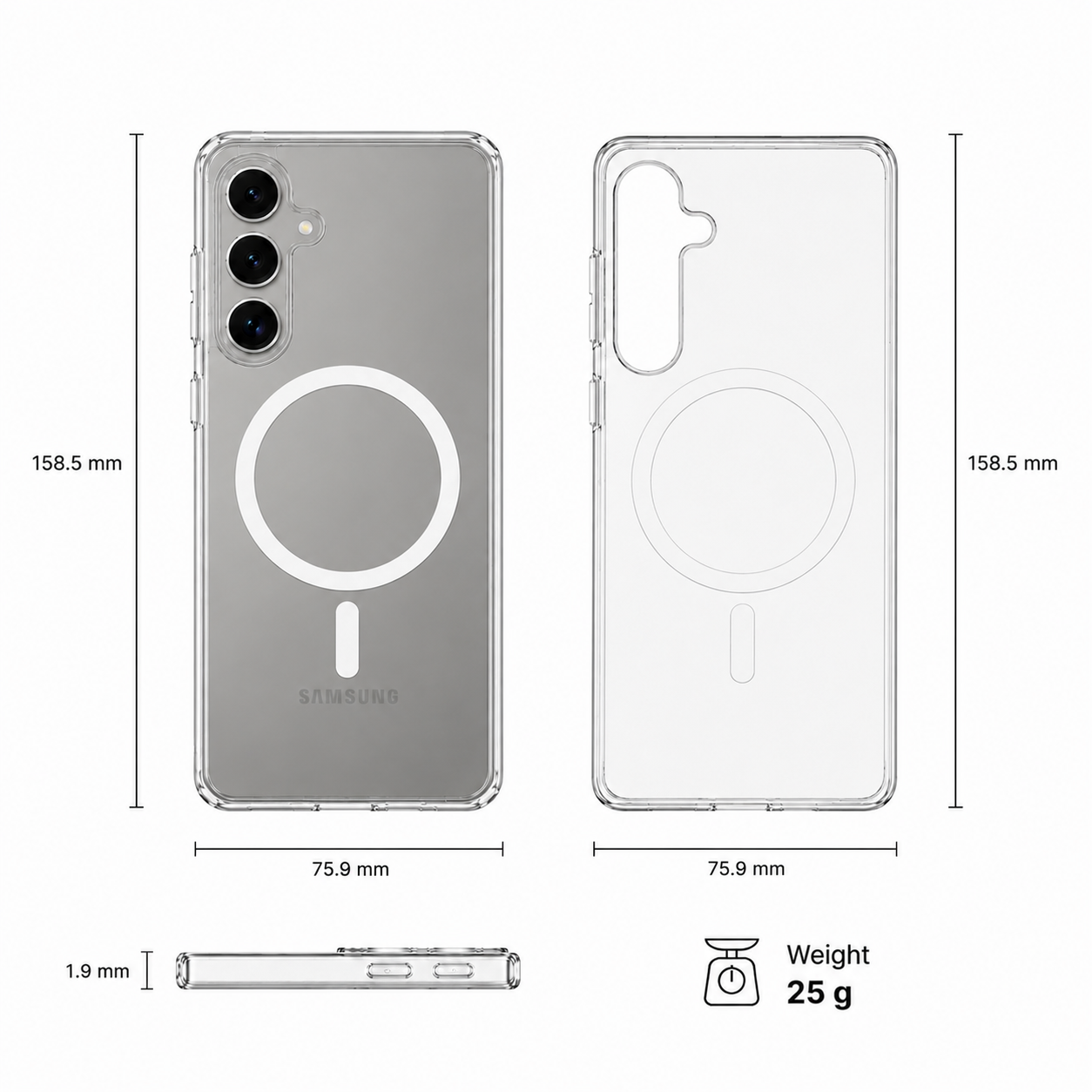 Anti Yellow Clear Case with N52 MagSafe for Samsung S24 Plus
