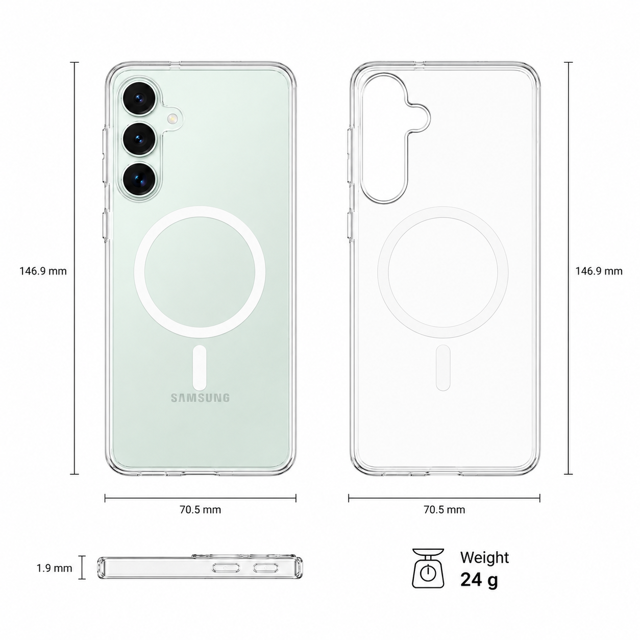 Anti Yellow Clear Case with N52 MagSafe for Samsung S25