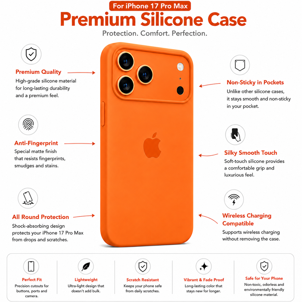 Anti-Fingerprint Premium Silicone Case for iPhone 17 Pro Max
