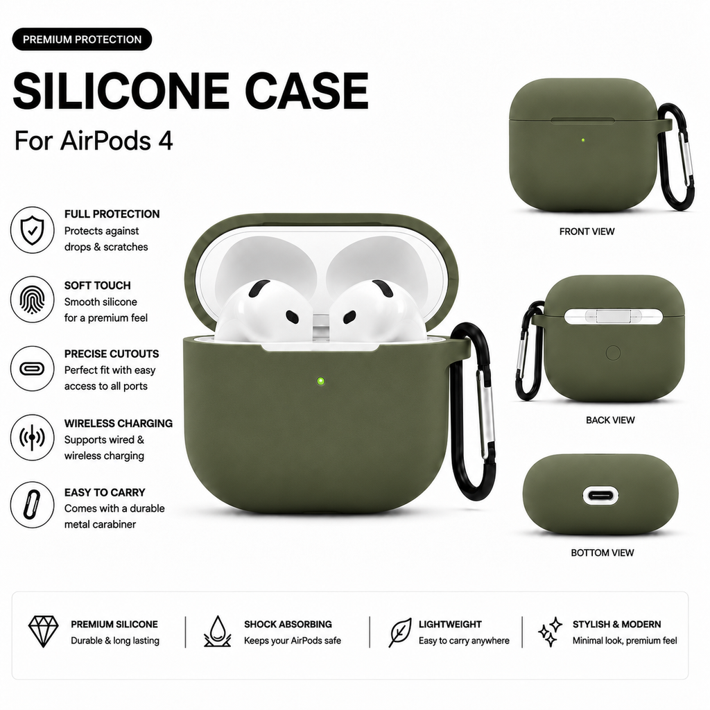 Soft Silicone Protective Case for AirPods 4