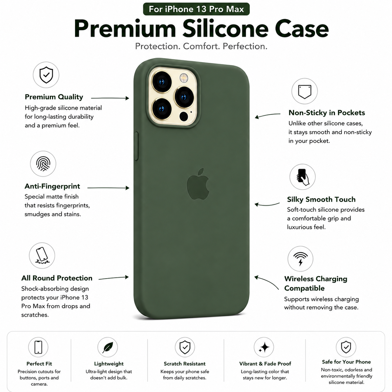 Anti-Fingerprint Premium Silicone Case for iPhone 13 Pro Max