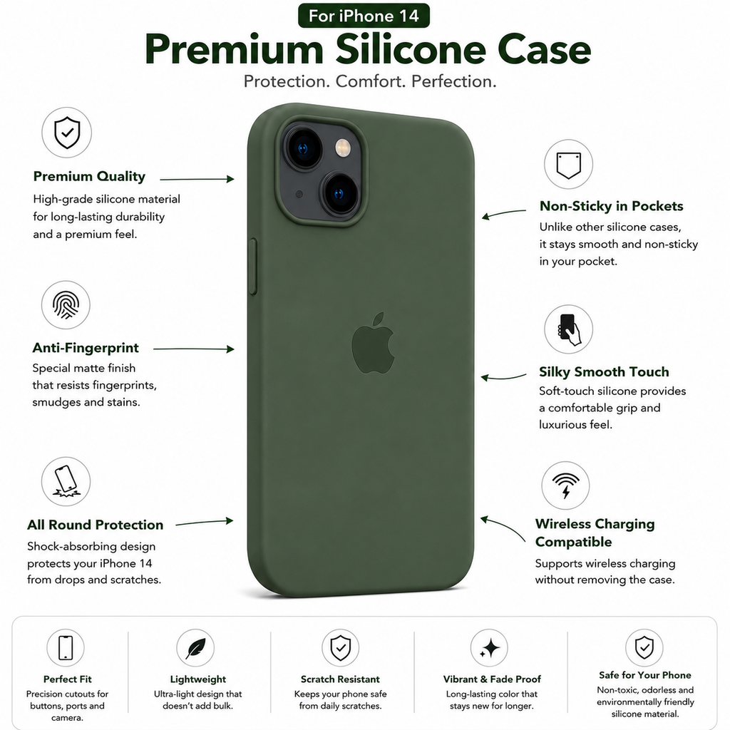Anti-Fingerprint Premium Silicone Case for iPhone 14