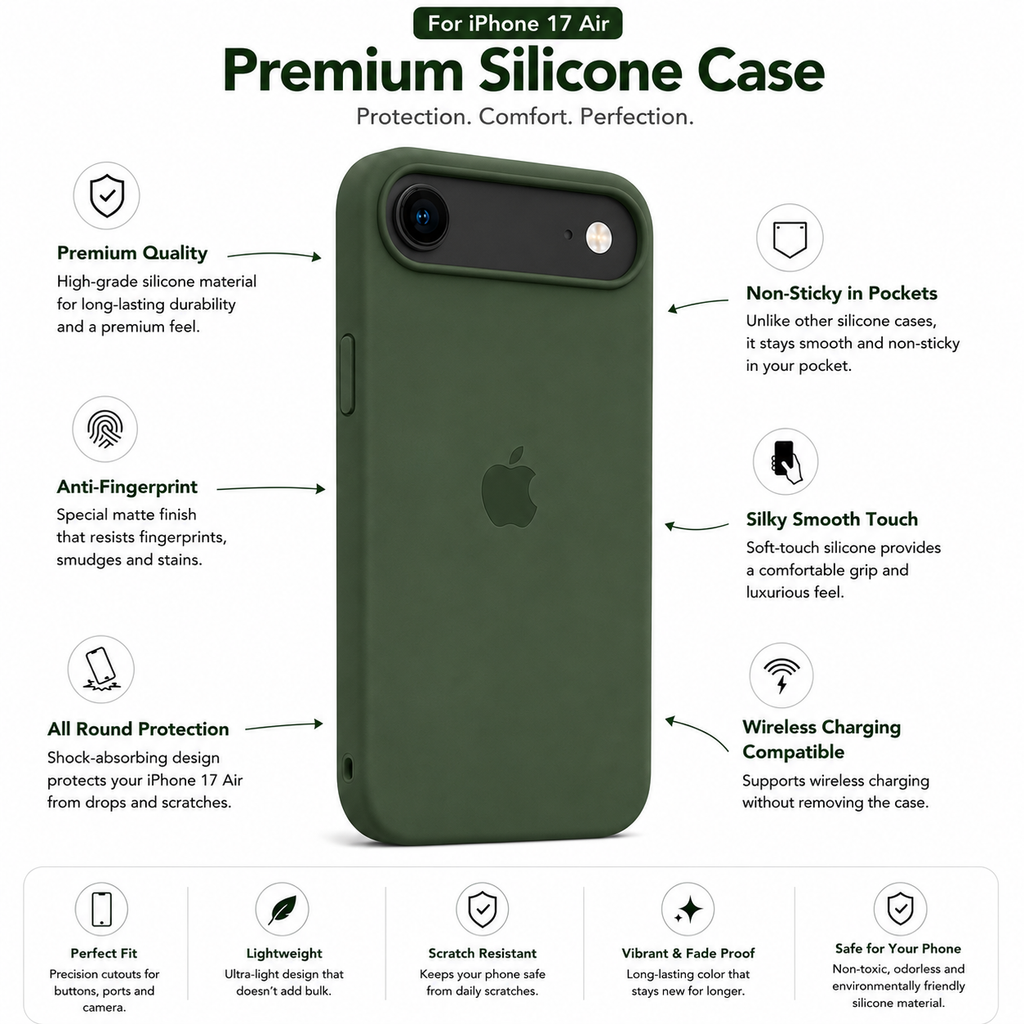 Anti-Fingerprint Premium Silicone Case for iPhone 17 Air