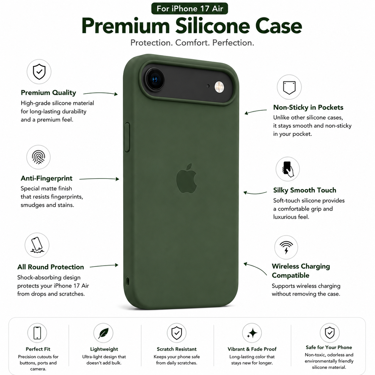 Anti-Fingerprint Premium Silicone Case for iPhone 17 Air