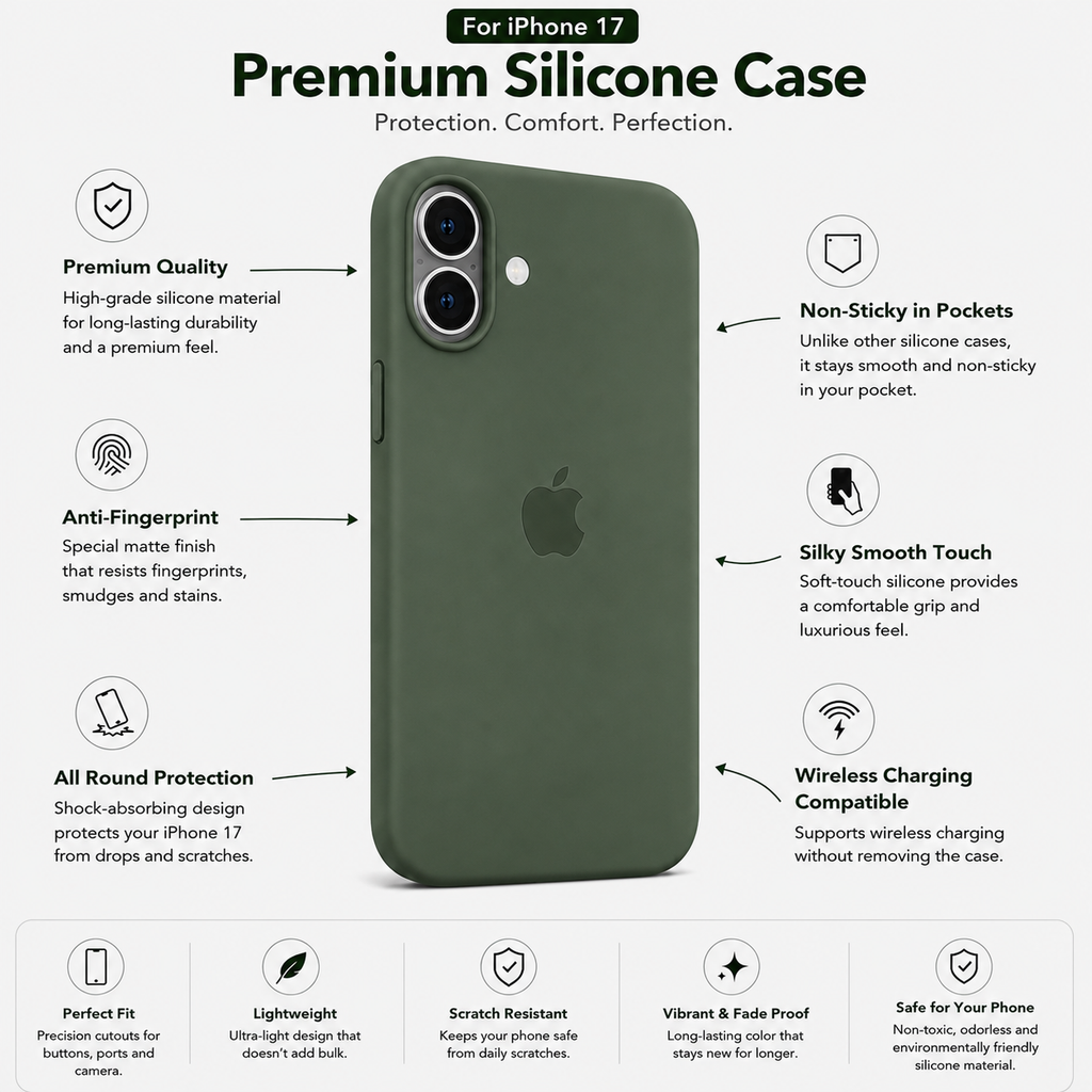 Anti-Fingerprint Premium Silicone Case for iPhone 17