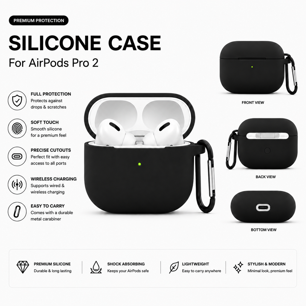 Soft Silicone Protective Case for AirPods Pro 2