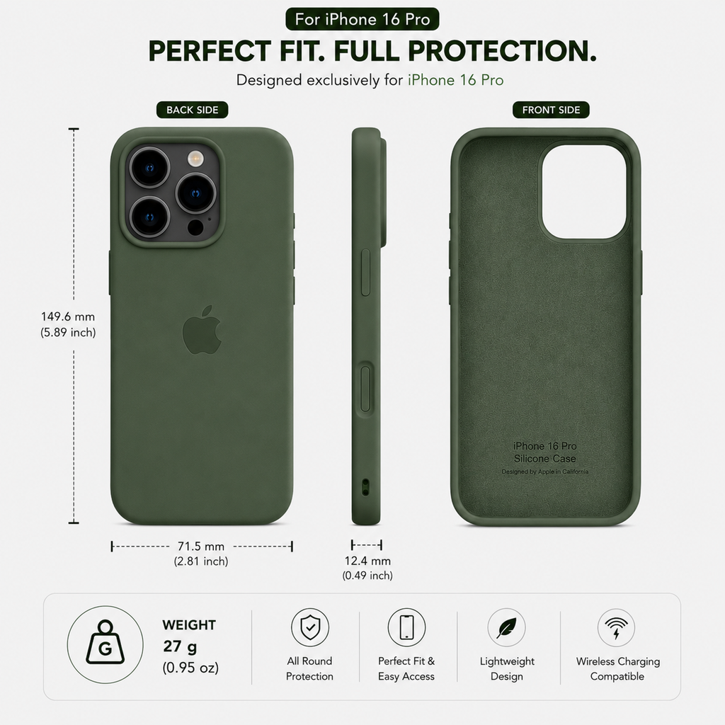Anti-Fingerprint Premium Silicone Case for iPhone 16 Pro