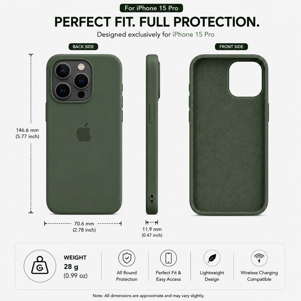 Anti-Fingerprint Premium Silicone Case for iPhone 15 Pro