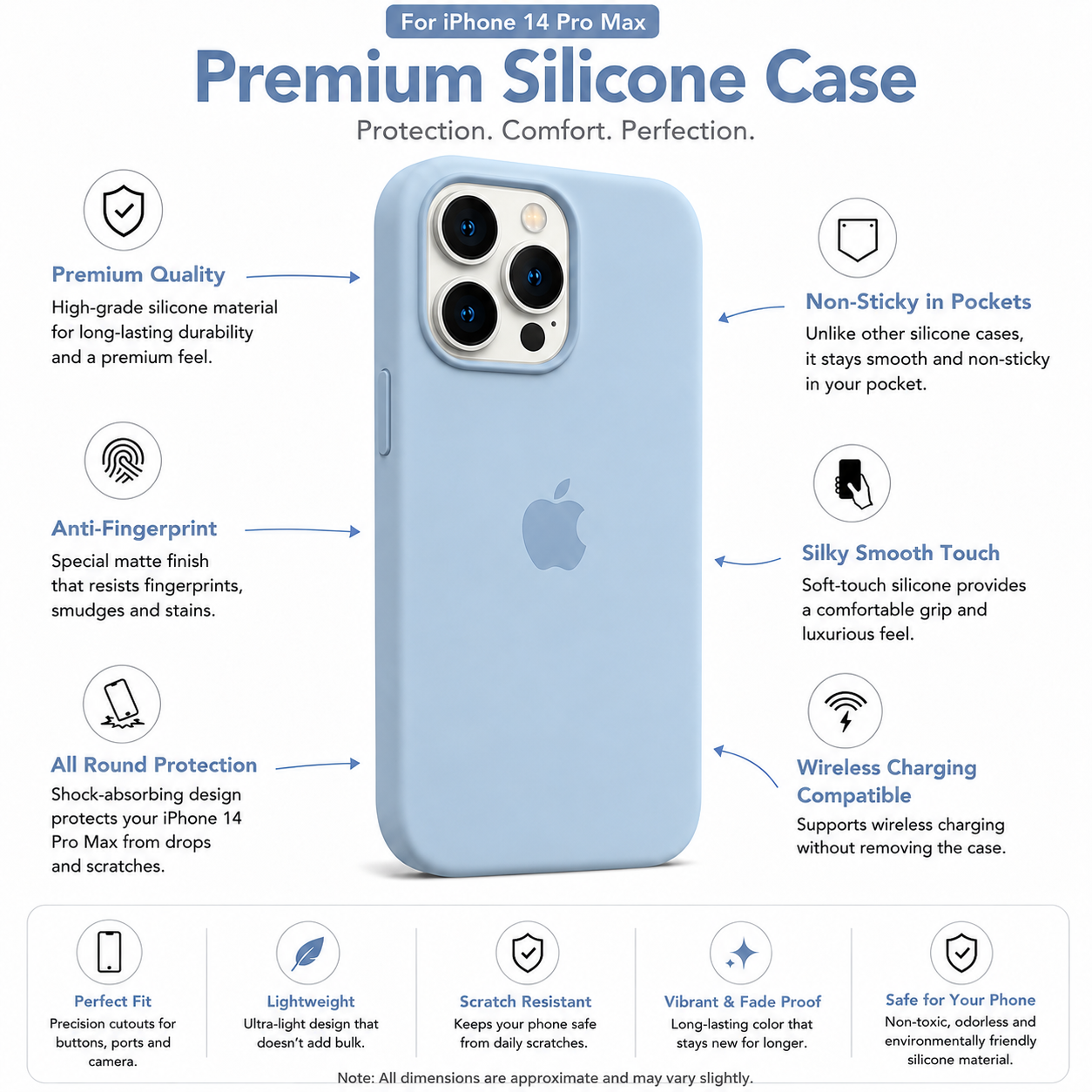 Anti-Fingerprint Premium Silicone Case for iPhone 14 Pro Max