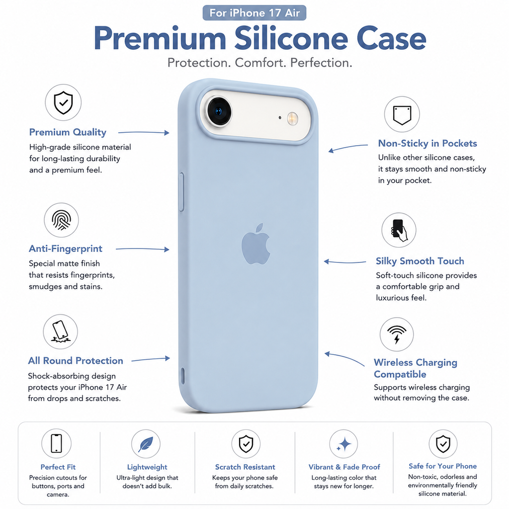 Anti-Fingerprint Premium Silicone Case for iPhone 17 Air