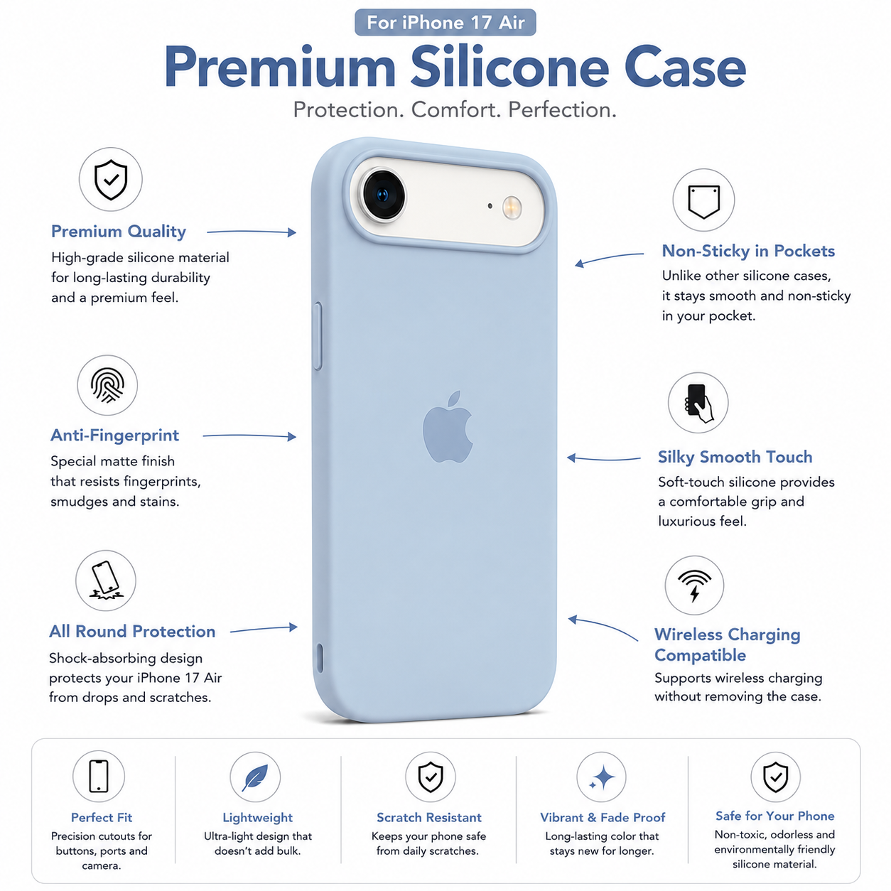 Anti-Fingerprint Premium Silicone Case for iPhone 17 Air
