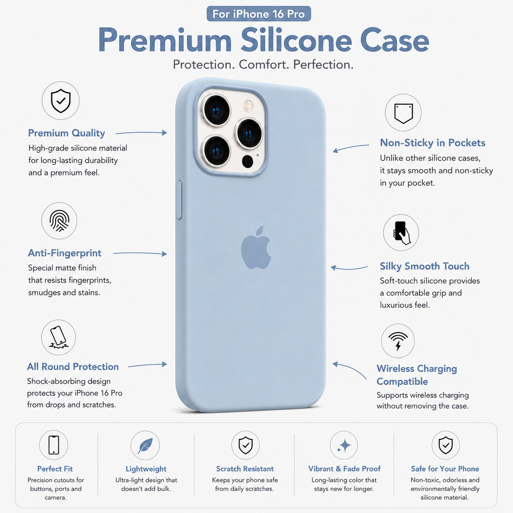 Anti-Fingerprint Premium Silicone Case for iPhone 16 Pro