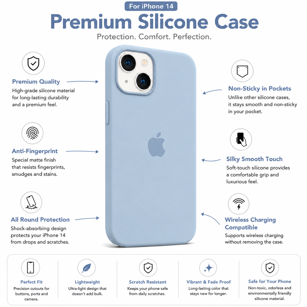 Anti-Fingerprint Premium Silicone Case for iPhone 14