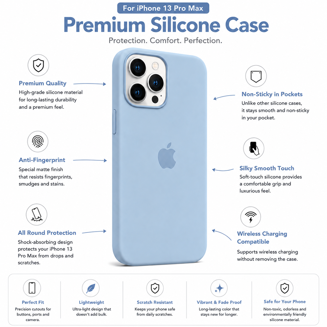 Anti-Fingerprint Premium Silicone Case for iPhone 13 Pro Max