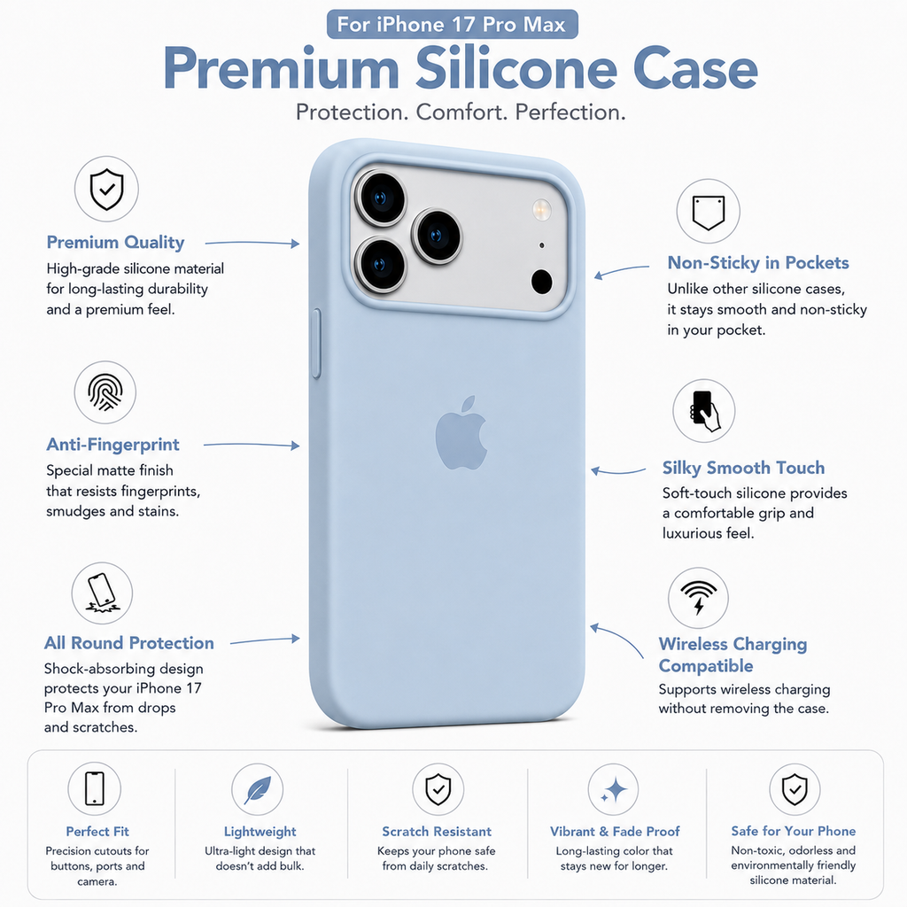 Anti-Fingerprint Premium Silicone Case for iPhone 17 Pro Max